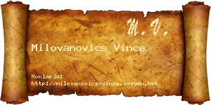 Milovanovics Vince névjegykártya